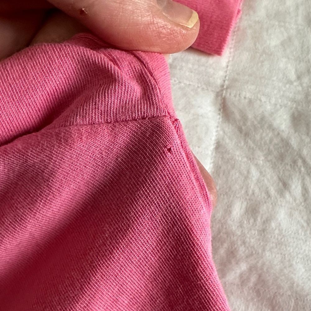 PINK Victoria's Secret Pink Long Sleeve Tee Black Mesh Detail Medium Oversized - Picture 13 of 13